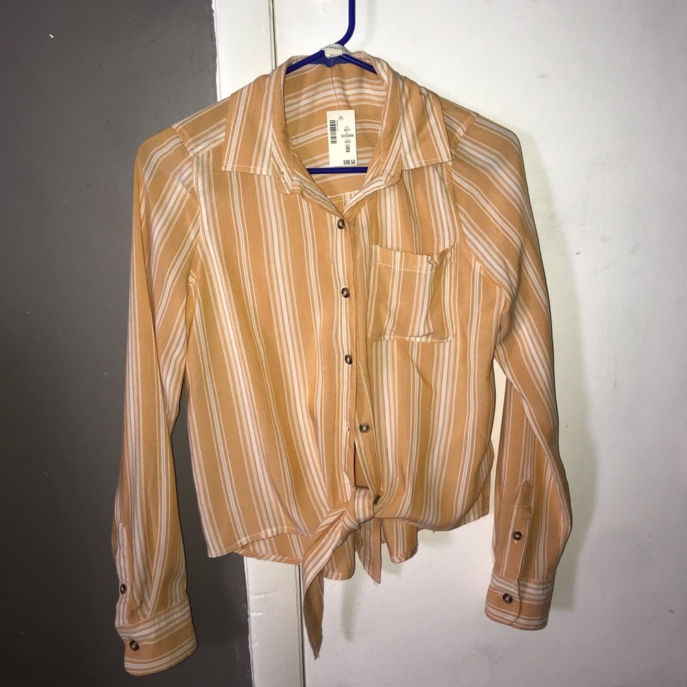 Yellow striped button up